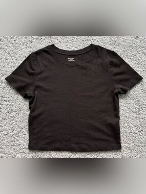 No Boundaries Black Crop Crew Neck Tee
